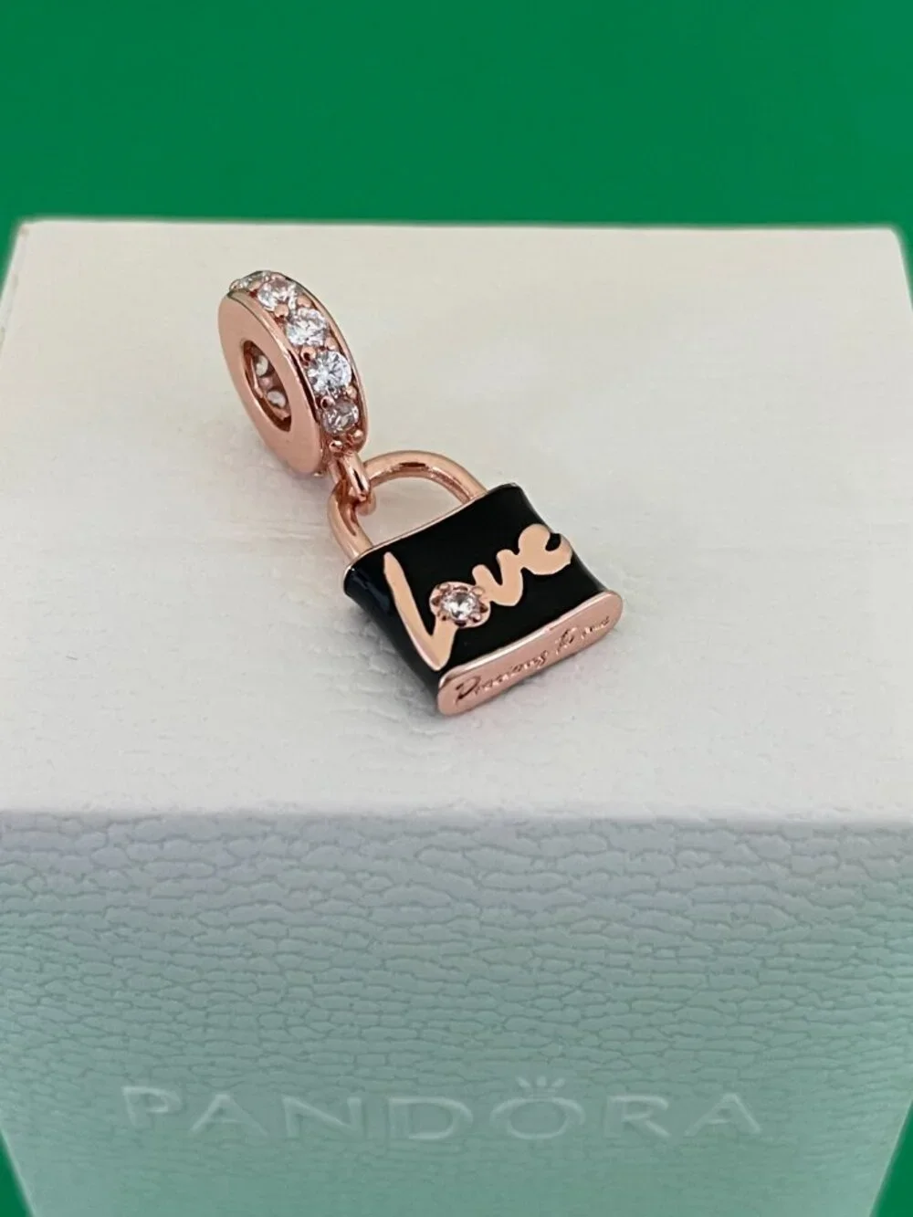 Pandora Love Padlock Dangle Charm | Rose Gold-Plated silver Charm - Picture 3 of 5